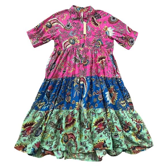 NWT Uncle Frank Womens Multicolor Floral Short Sleeve Maxi Dress Size Medium - Picture 1 of 6